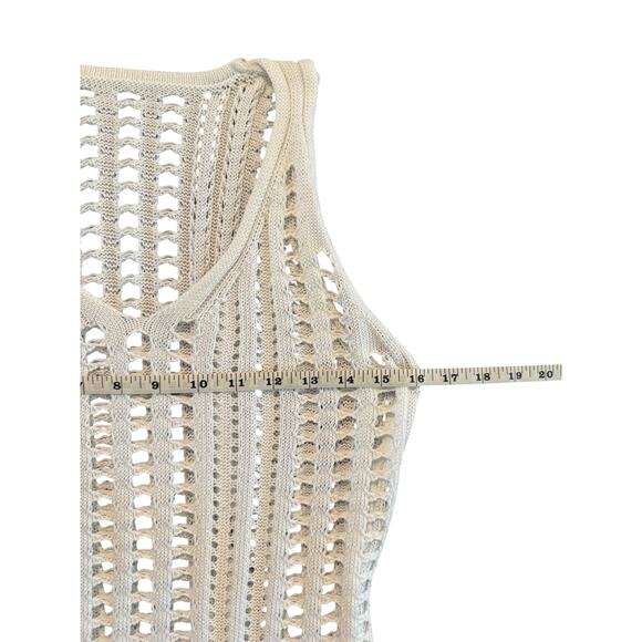 Women’s Cream Crochet Knit Bathing Suit Cover Up Tank Dress Size Small Beachwear - Picture 7 of 8